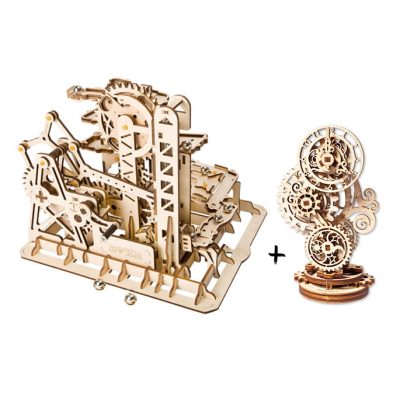 Productvisuals_Bundels Robotime LG504 Marble Run Toren Coaster + Ugears Steampunk Klok